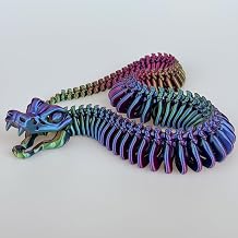 Holographic articulated skeleton snake figure.